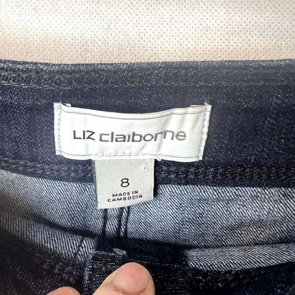 Liz Claiborne Midi Denim Skirt Button Front Dark Wash Size 8 - Picture 5 of 8